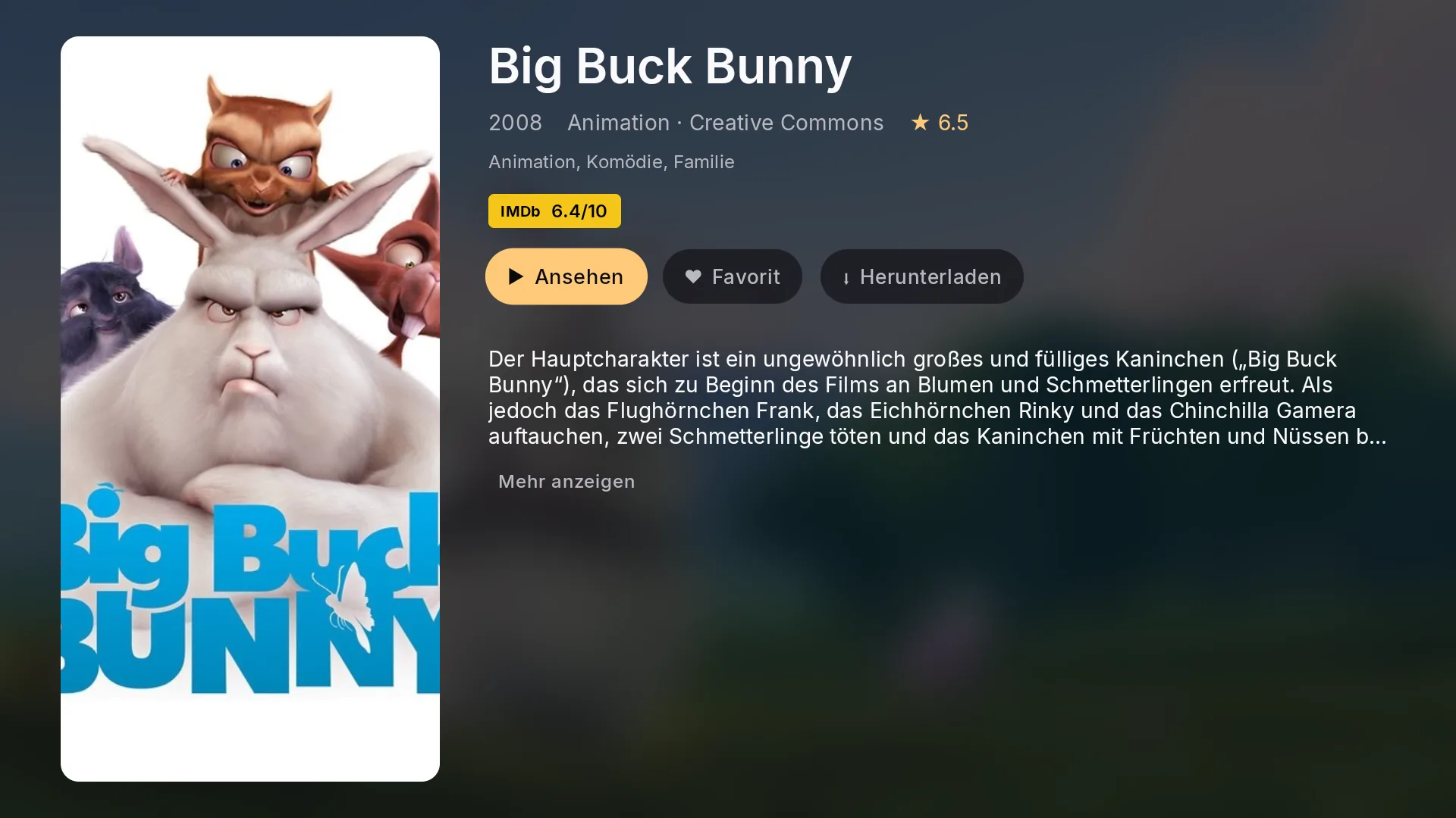 Chaipa-Detailseite eines Films mit Poster, Bewertung und deutscher Inhaltsangabe