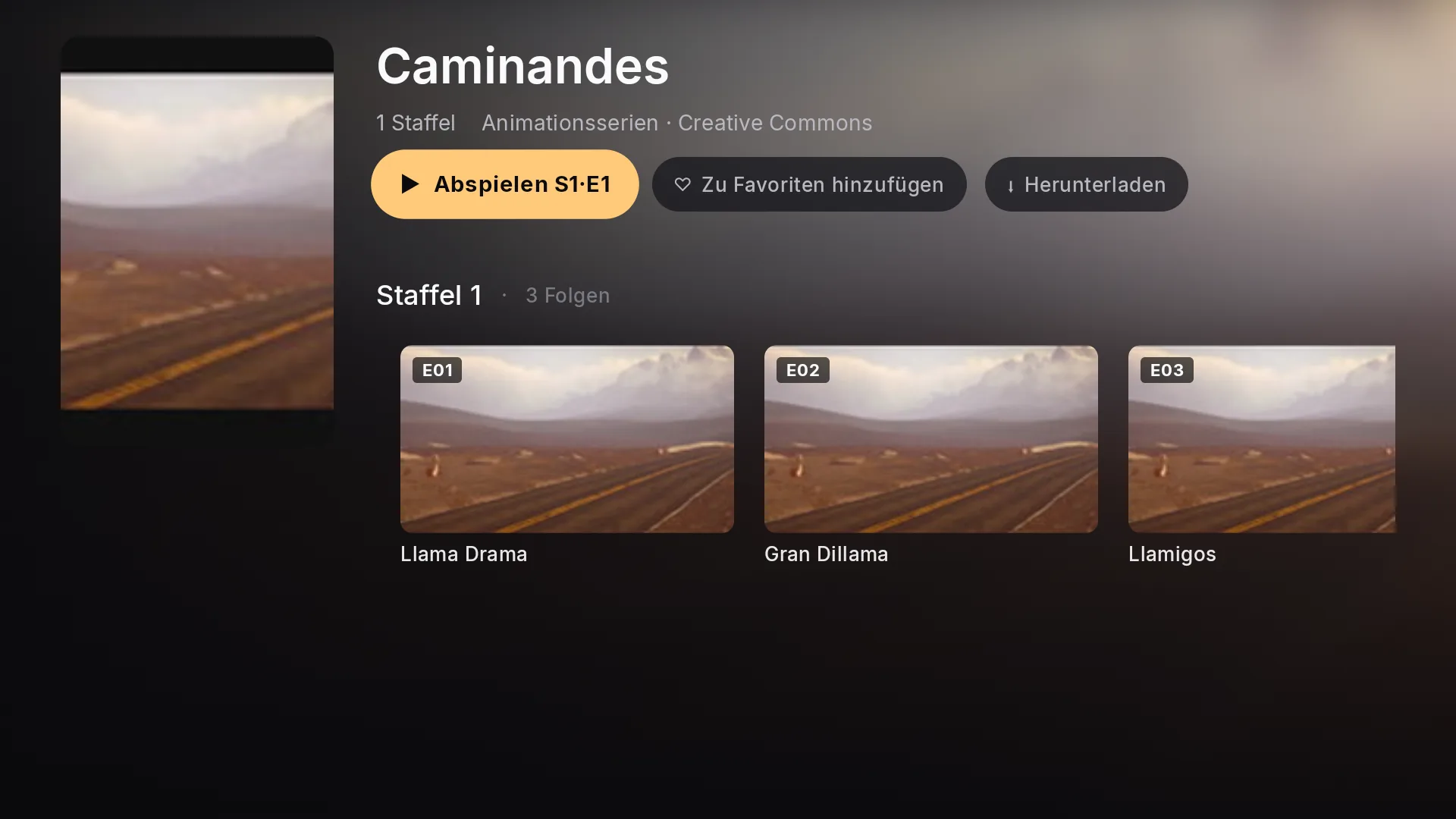 Chaipa-Detailseite einer Serie mit Staffel und Folgen