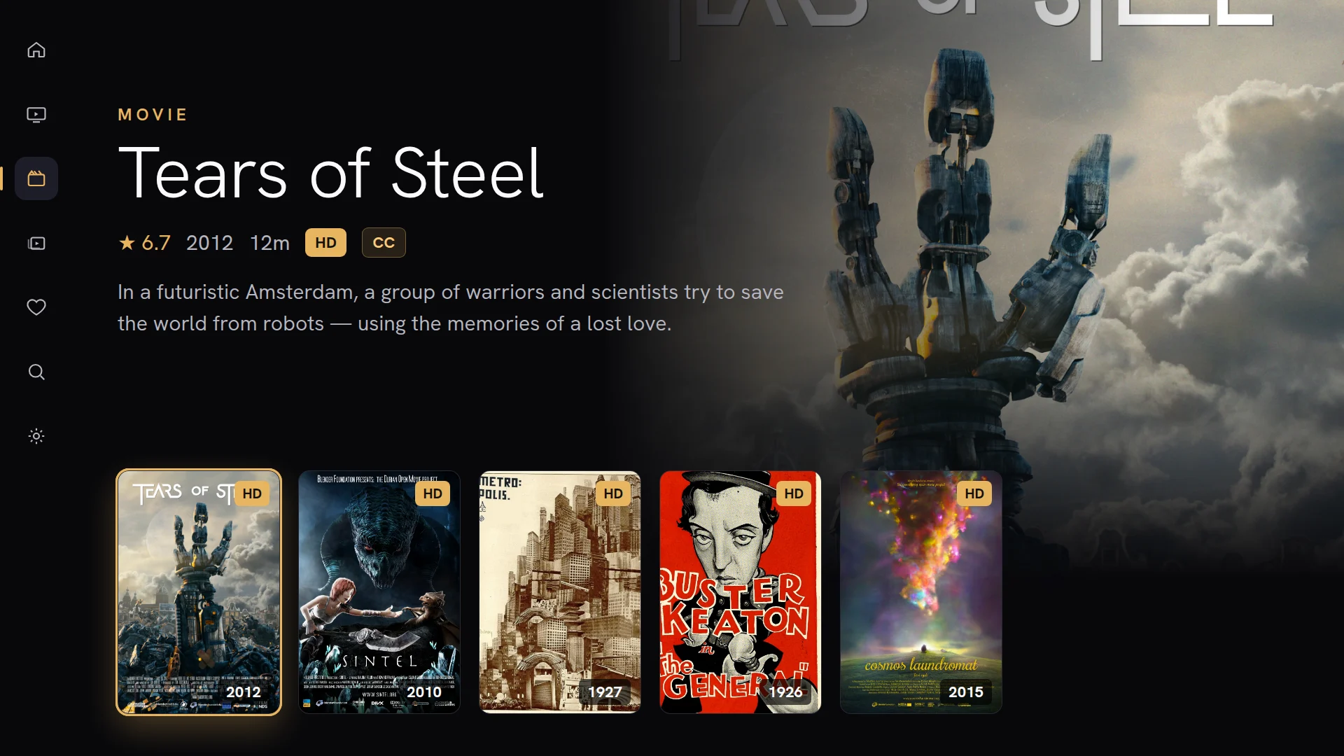 Chaipa movies library with a hero banner and poster row