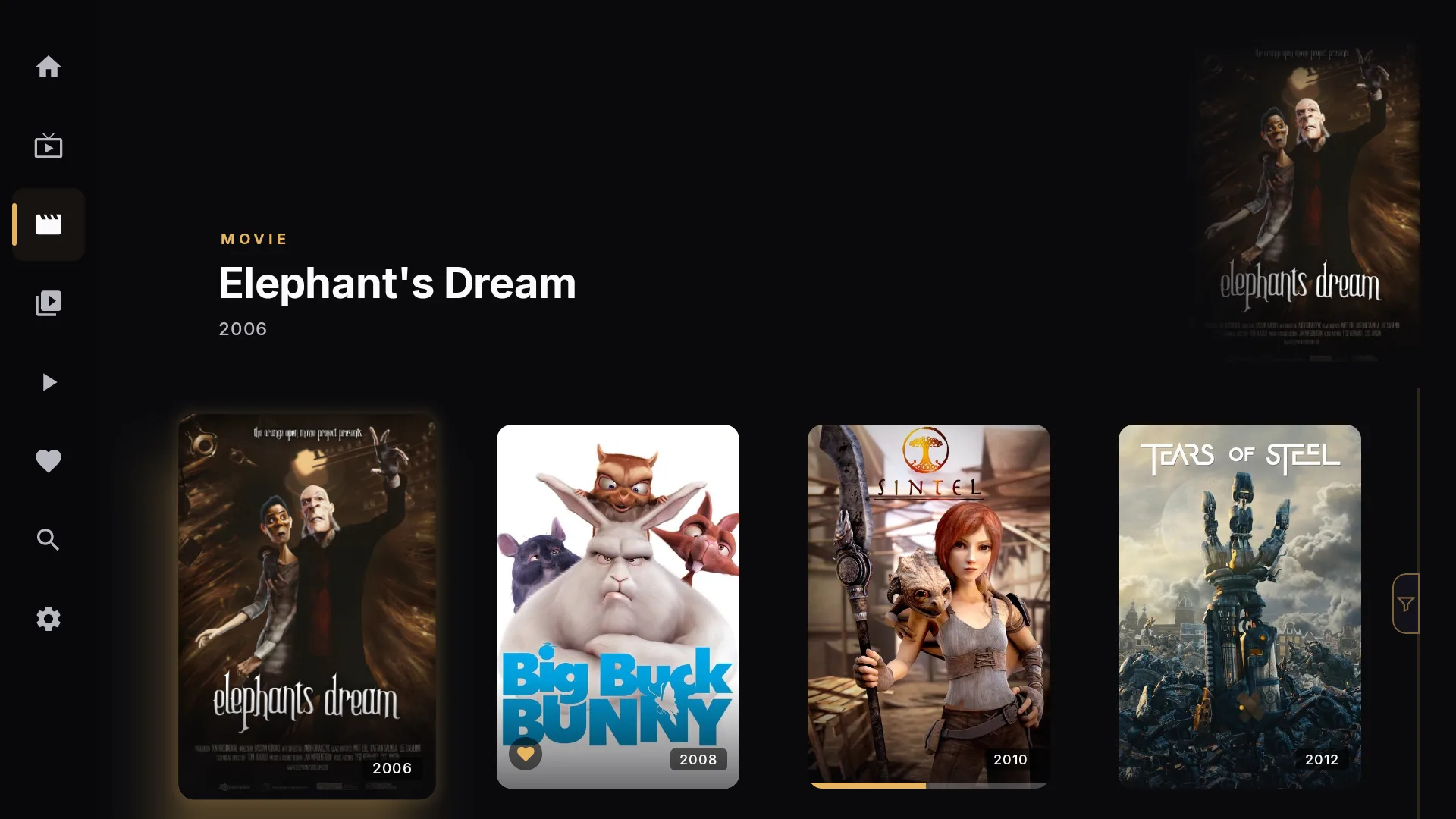 Chaipa movies library with a hero banner and poster row