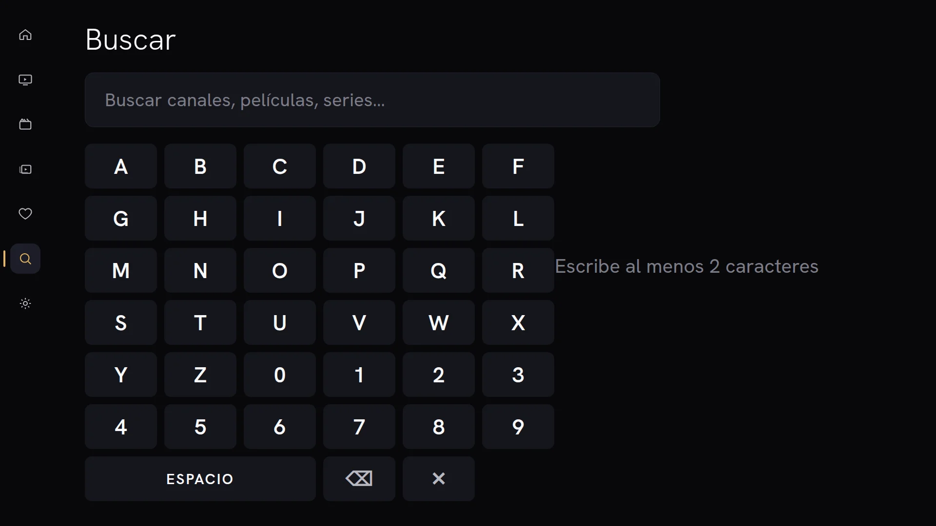 Pantalla de búsqueda de Chaipa con teclado en pantalla