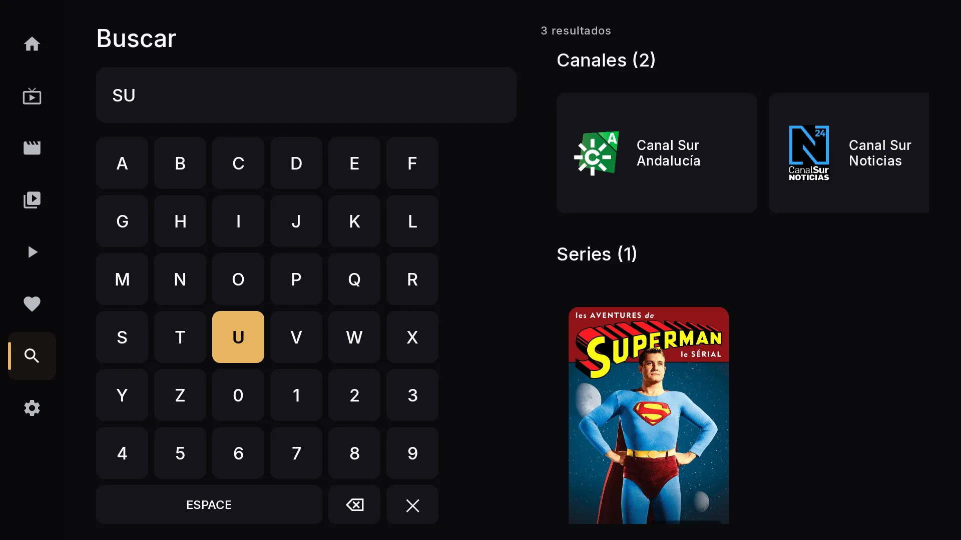 Pantalla de búsqueda de Chaipa con teclado en pantalla